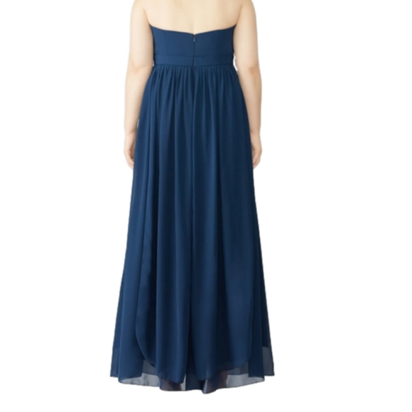 Jenny Yoo Navy Strapless Chiffon Maxi Formal Gown Dress-Size 4 - Picture 10 of 12